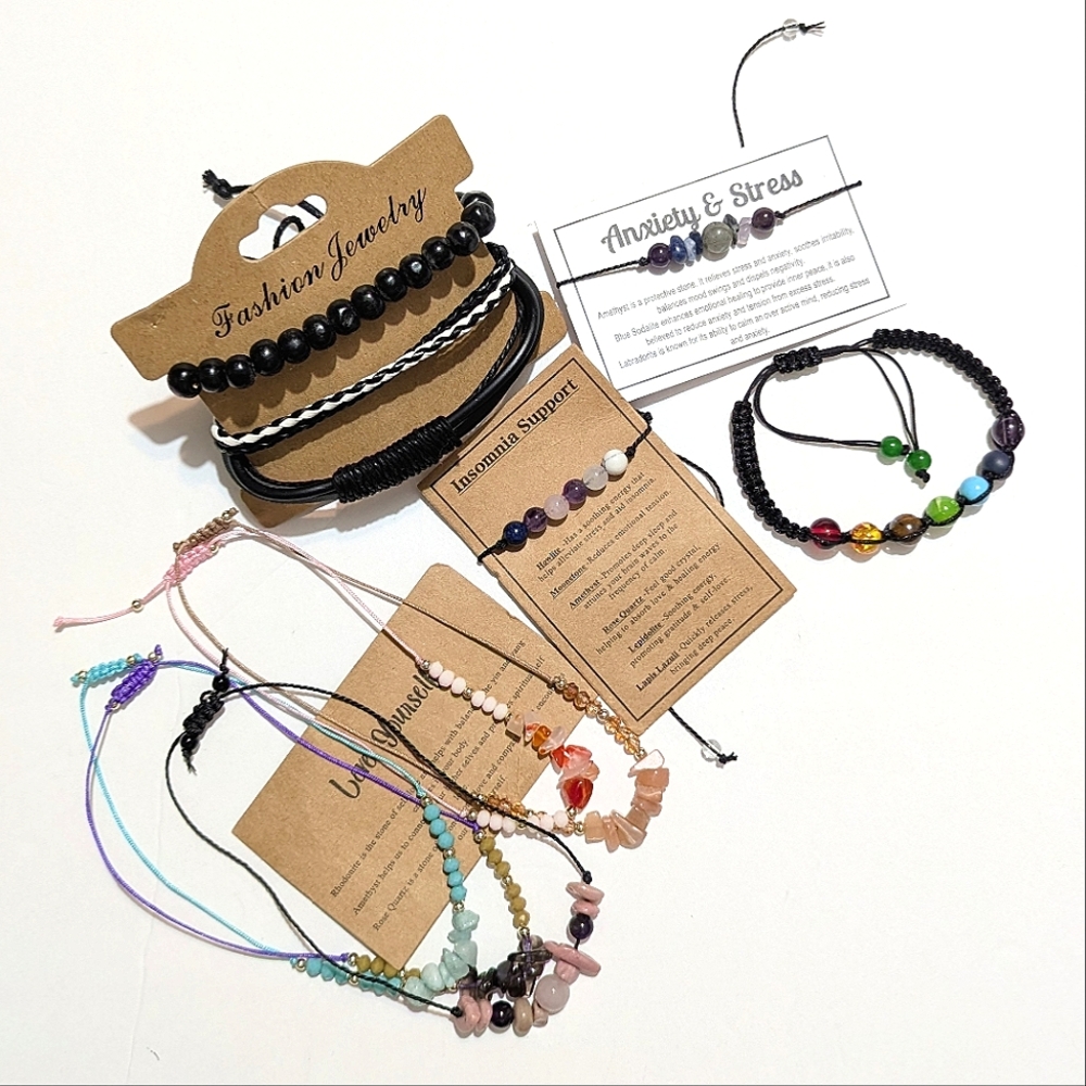 Lot Of Colorful Beaded Healing Reiki Bracelets